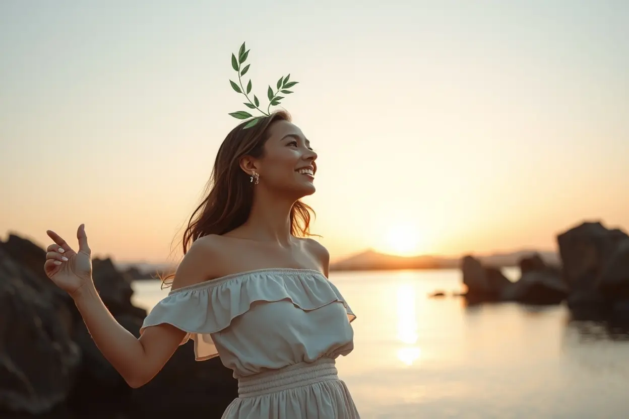 Mulher em oração refletindo sobre sua identidade em Cristo.