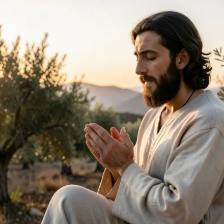 Jesus em oração em um monte.