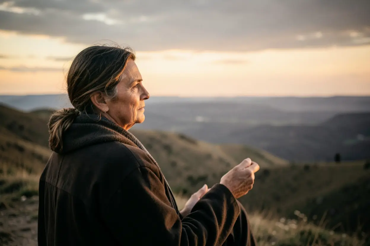 Pessoa madura na fé confiando no propósito de Deus.