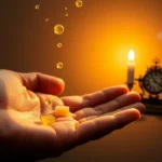 Mão humana recebendo sementes e moedas, simbolizando mordomia cristã e administração divina.