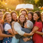 Lucas 5:16: A Profunda Razão de Jesus Retirar-se para Orar Grupo de mulheres cristãs unidas e felizes em um culto, com Bíblia e flores.