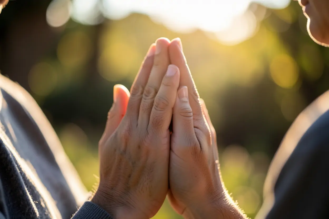 Mãos em oração representando a esperança cristã
