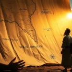 Liturgia e Ordem do Culto de Ensino: Criando um Ambiente de Aprendizado Ilustração do chamado de Abraão em Gênesis 12, com mapa antigo e figura partindo.