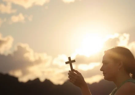 Pessoa orando com cruz, simbolizando o custo e a renúncia do discipulado.