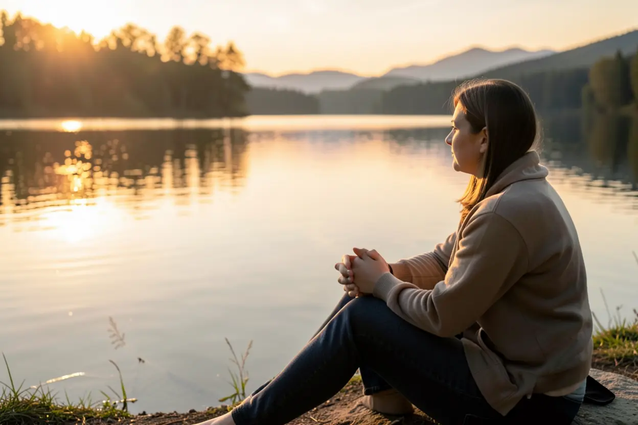 Pessoa em meditação, recebendo o descanso espiritual