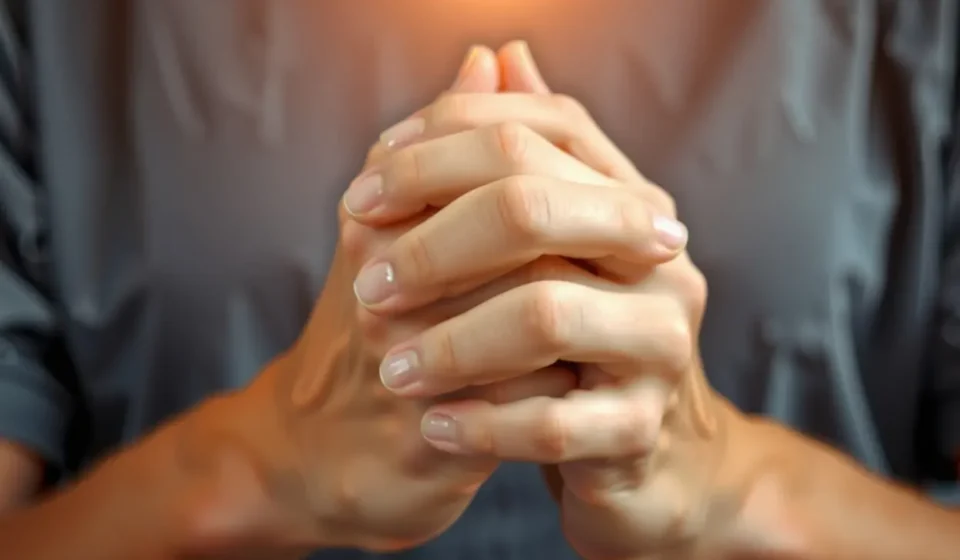Mãos em oração fervorosa