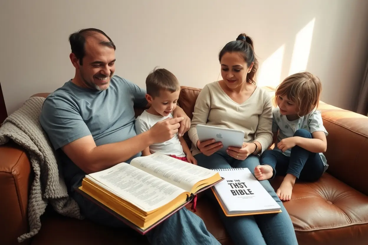 Família reunida para o culto no lar