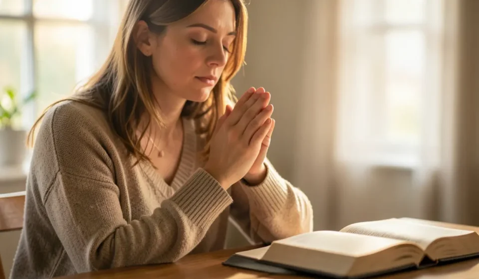 Pessoa em oração buscando como ouvir Deus
