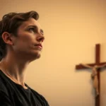 Homem contemplativo em reflexão sobre Mateus 5:3