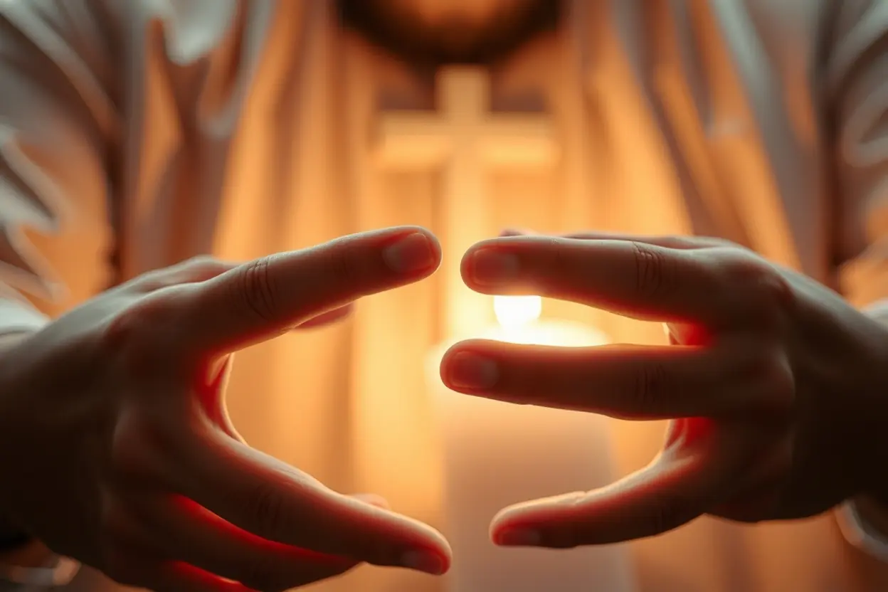 Mãos simbolizando o recebimento do poder de ser filho de Deus.