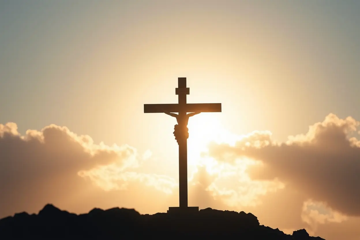 Cruz de Cristo simbolizando o sacrifício e a base da graça.