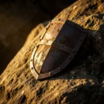 Escudo sobre rocha representando sermão sobre Salmos 46:1