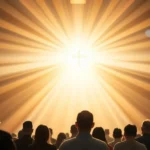 Luz divina sobre a igreja, simbolizando a supremacia de Cristo.