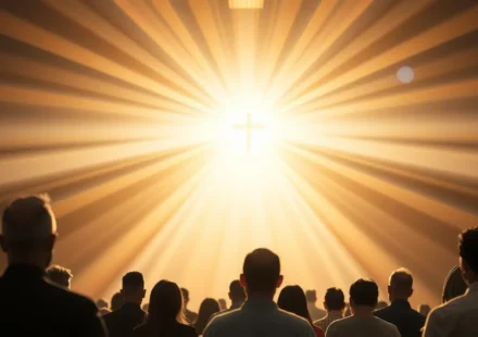 Luz divina sobre a igreja, simbolizando a supremacia de Cristo.