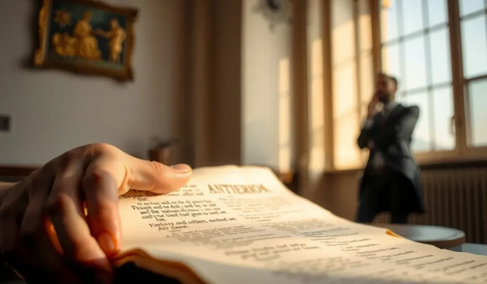 Pergaminho antigo e homem estudando a Bíblia sobre Tito 1:7