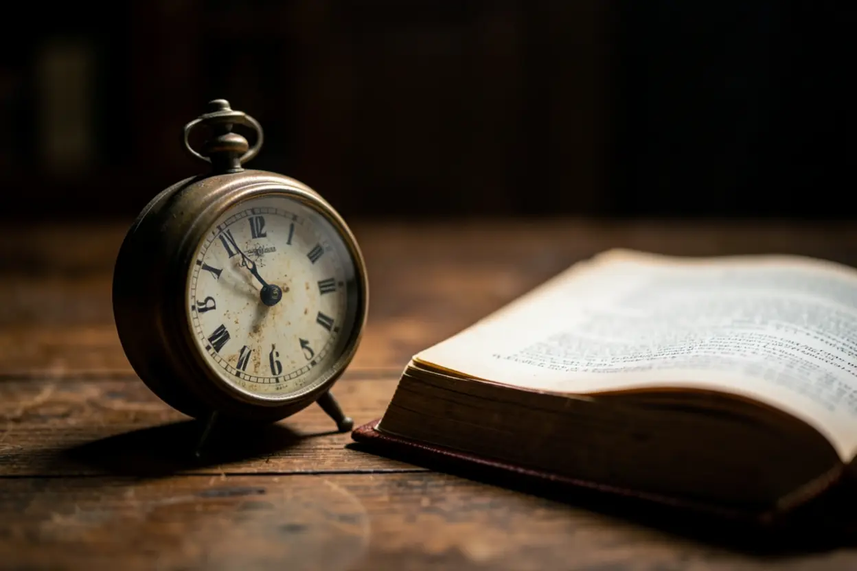 Relógio e Bíblia simbolizando a vigilância