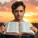 Pessoa determinada com Bíblia aberta, representando como vencer pecados.