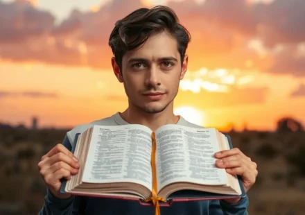 Pessoa determinada com Bíblia aberta, representando como vencer pecados.
