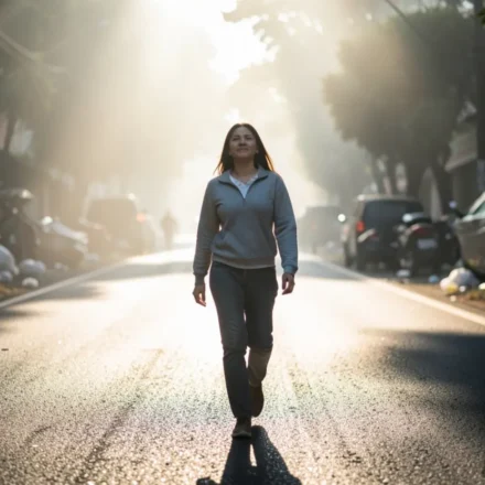 Vivendo a Separacão: Sermão sobre Santidade Prática Pessoa em um caminho iluminado, representando a santidade.