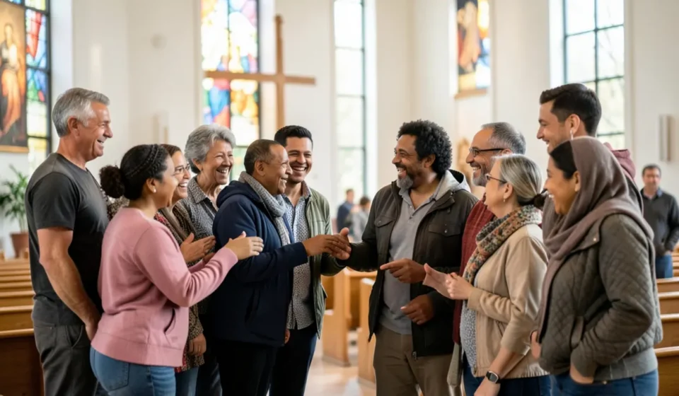 Igreja na Bíblia: O Que Realmente Significa Ser Parte Dela? Pessoas diversas em comunhão, representando a igreja de Cristo.