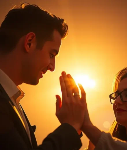 Casal cristão em oração profunda representando amor sacrificial no casamento.