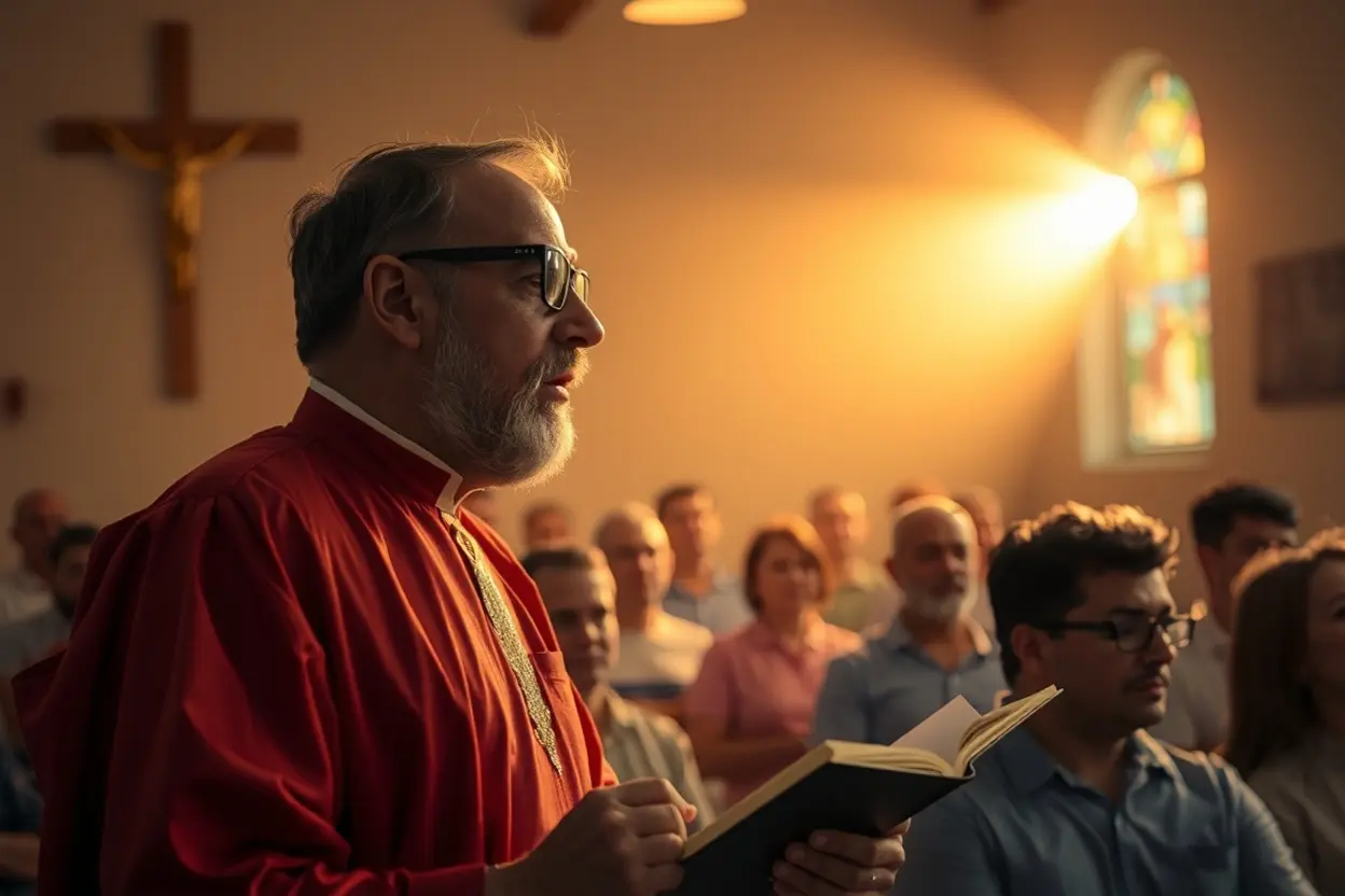 Pregador ministrando esboço sobre Efésios 3:20 com autoridade.