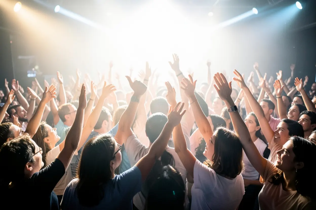 Congregação vivendo a vida abundante de João 10:10.
