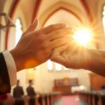 Exaustão Espiritual: O Perigo do Ativismo e o Descanso em Deus Mãos em oração representando o compromisso com a igreja local após o batismo.
