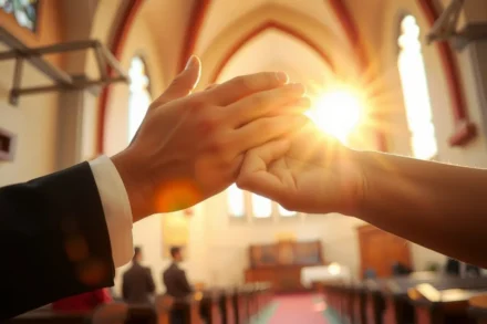 Mãos em oração representando o compromisso com a igreja local após o batismo.