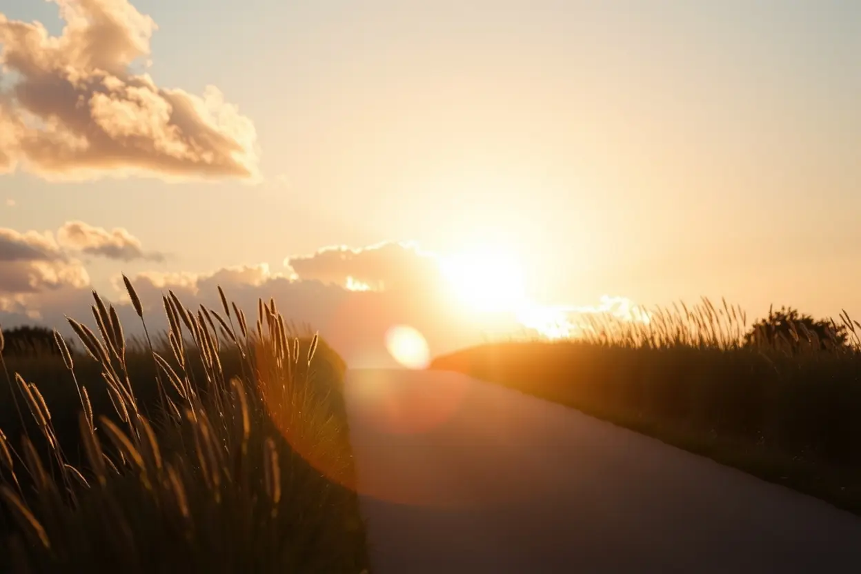 Caminho de Restauração em Cristo Caminho iluminado por raios de sol em uma floresta.
