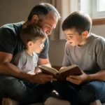 Noite Escura da Alma: Como Encontrar a Deus no Silêncio do Vazio Espiritual Pai ensinando princípios de obediência bíblica para o seu filho.