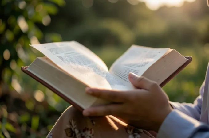 Mãos segurando a Bíblia aberta, simbolizando como cultivar coração sensível a Deus.