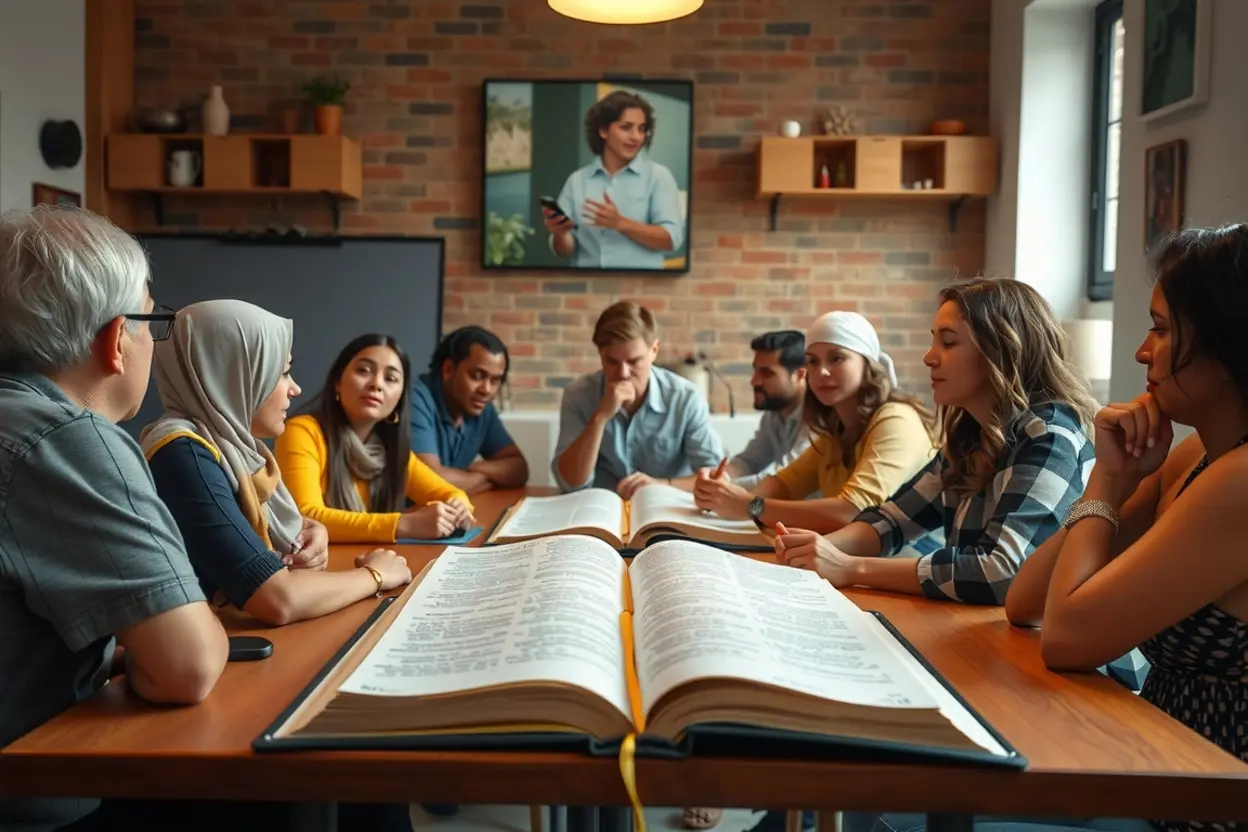 Pessoas estudando a Bíblia para superar o sectarismo na unidade da igreja.