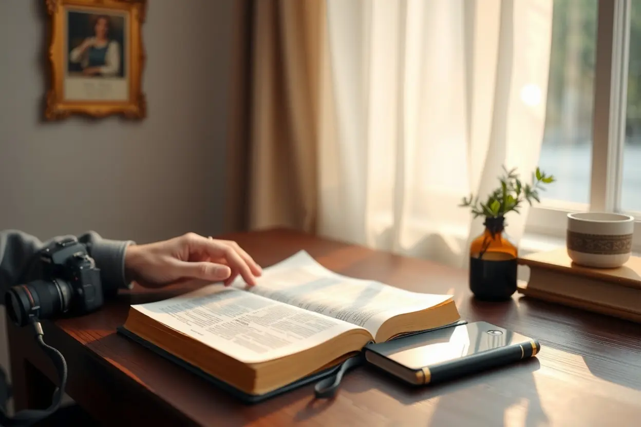 Devocional diário Pessoa estudando a Bíblia e fazendo anotações em devocional