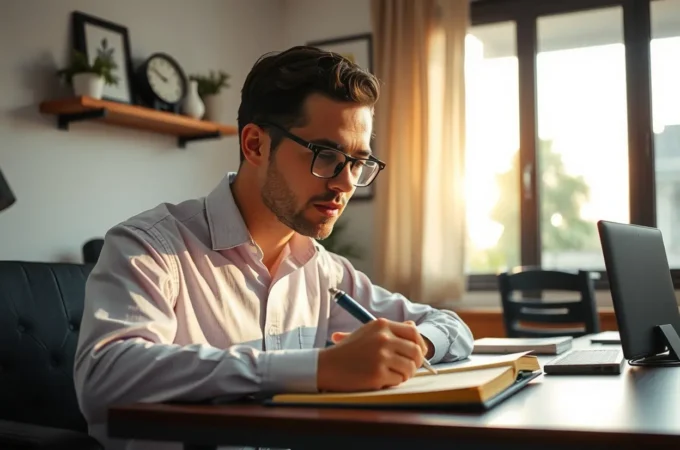 Trabalhando para o Rei: Esboço de Pregação sobre a Ética do Trabalho Cristão Homem cristão no trabalho focado em um esboço de pregação sobre a ética do trabalho cristão