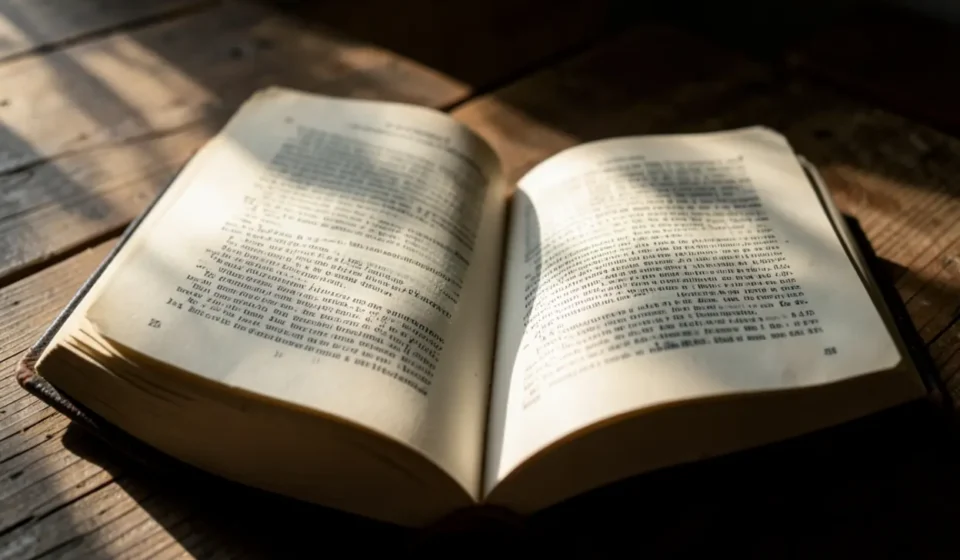 Bíblia aberta focada no texto da Grande Comissão para estudo bíblico.