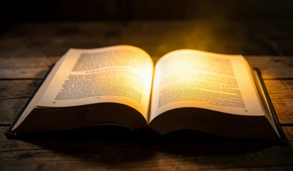 Esboço sobre Efésios 3:20 com luz divina sobre a Bíblia.