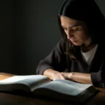 Pessoa estudando a Bíblia com foco em submissão mental a Cristo