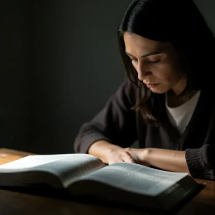 Pessoa estudando a Bíblia com foco em submissão mental a Cristo