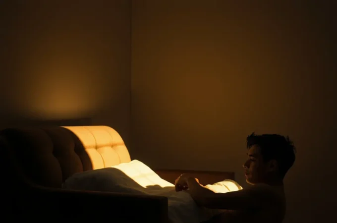 Homem orando em ambiente escuro representando a Noite Escura da Alma