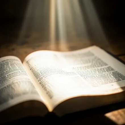 Alimentando o Espírito: Pregação sobre a Disciplina da Leitura Bíblica Bíblia aberta sendo iluminada, foco em pregação sobre a disciplina da leitura bíblica.