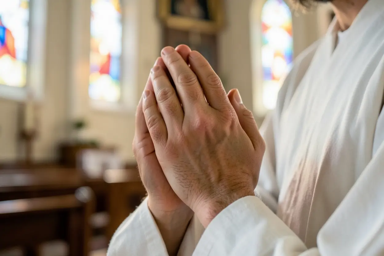 Mãos em oração representando submissão a Deus