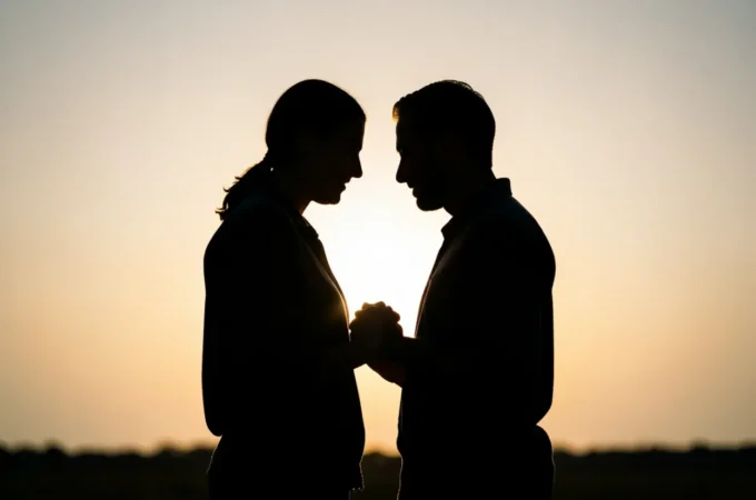 Diferenças no Casamento: Por Que Deus Uniu Opostos para Sua Glória Casal cristão orando juntos simbolizando a unidade bíblica.