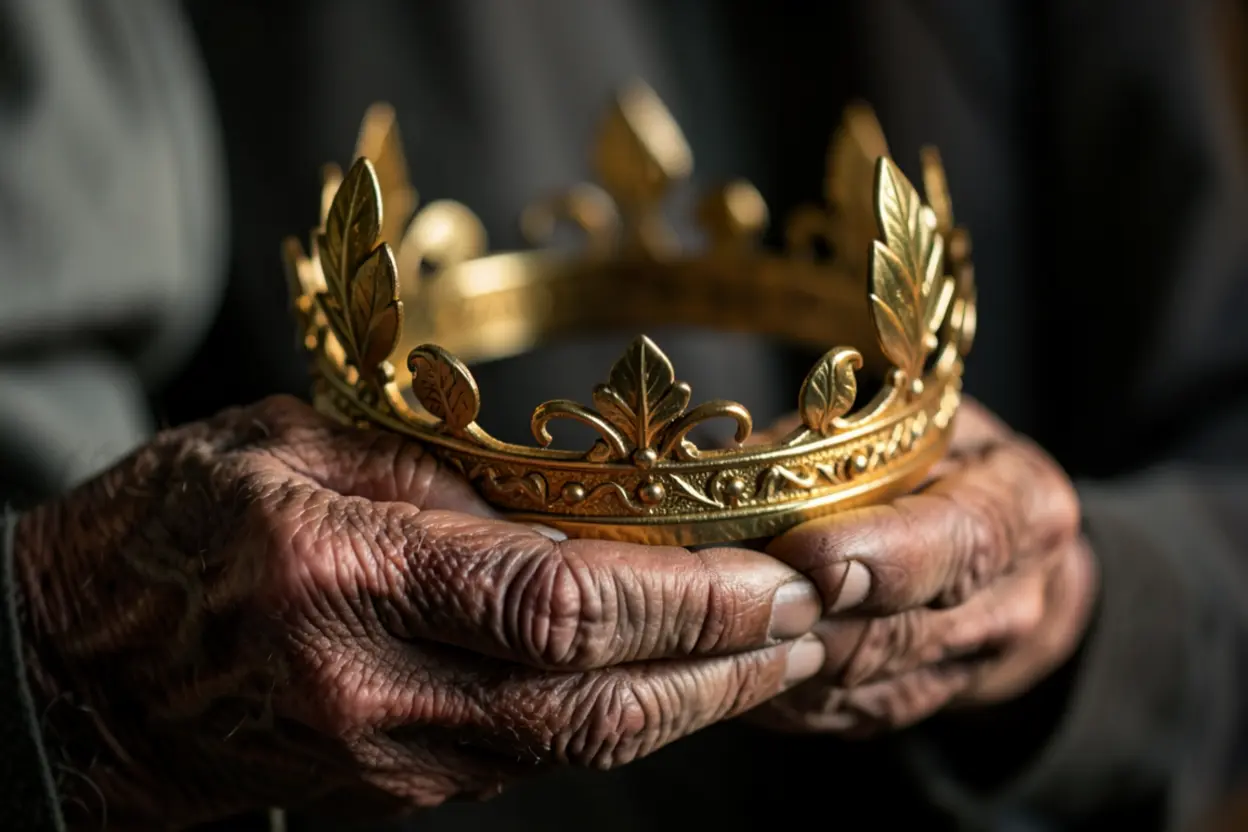 Frutos da maturidade e constância Coroa de louros como símbolo da perseverança na fé cristã.