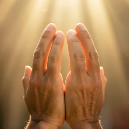 Mãos em oração buscando a Deus