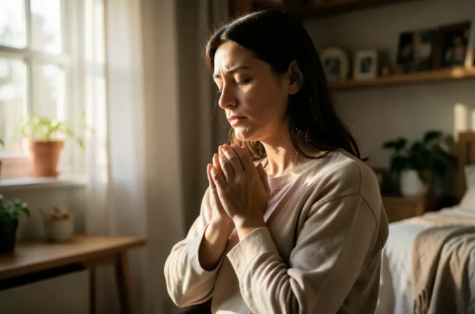 Adoração em Espírito e Verdade: O Templo que Deus Habita em Sua Vida Mulher em momento de adoração em espírito e verdade em casa