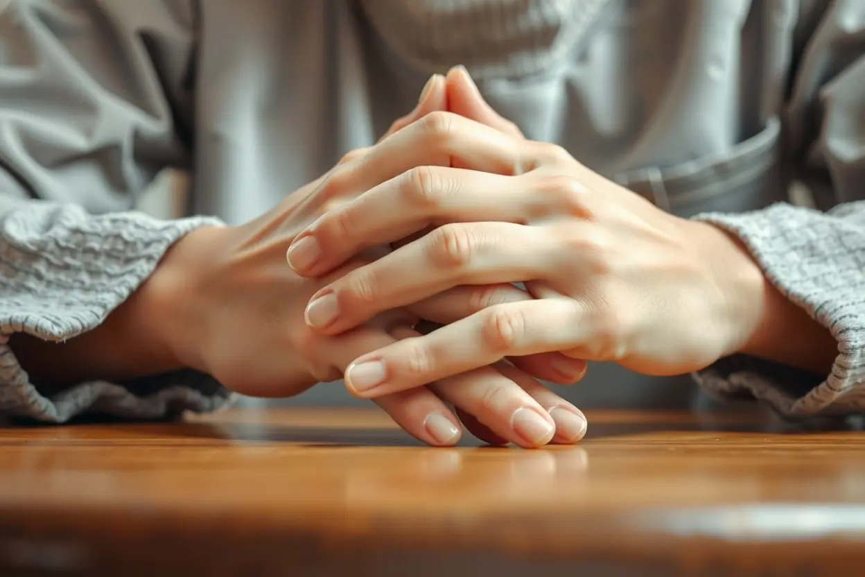 Reflexão sobre cura interior Mãos em momento de oração e reflexão profunda