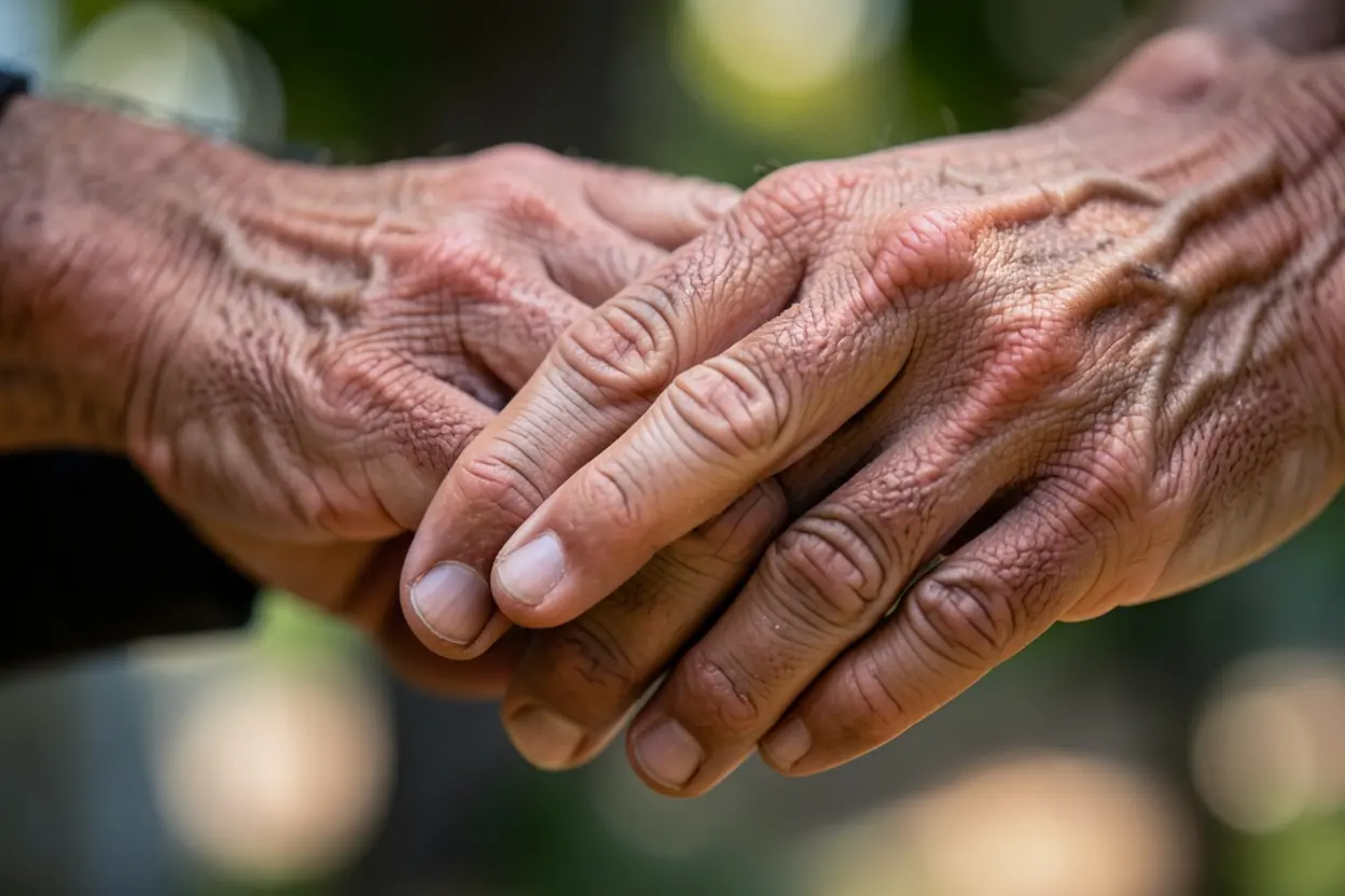 Mãos de um casal se unindo em sinal de unidade e complementariedade.